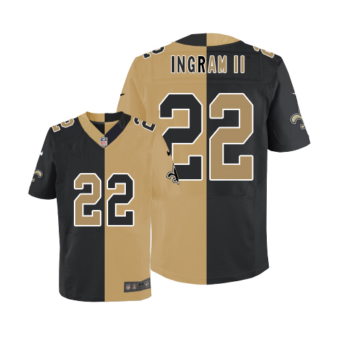 Nike Saints #22 Mark Ingram II Black/Gold Men's Stitched NFL Elite Split Jersey